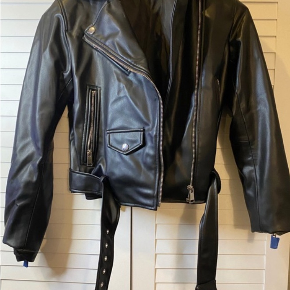 Zara Black Leather Biker Jacket